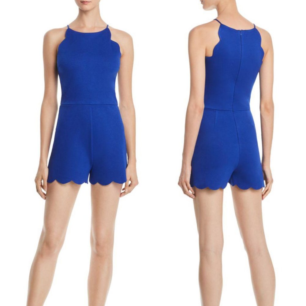 AQUA Cobalt Blue Scalloped Romper - Size S